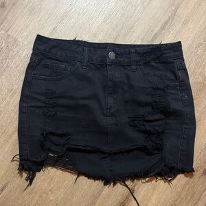 Litz Distressed Black Mini Skirt